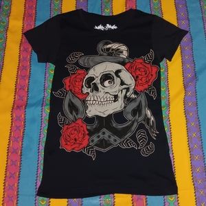 New 2012 Iron Fist Skull & Roses Anchor Vintage Shirt Tee Floral Horror
